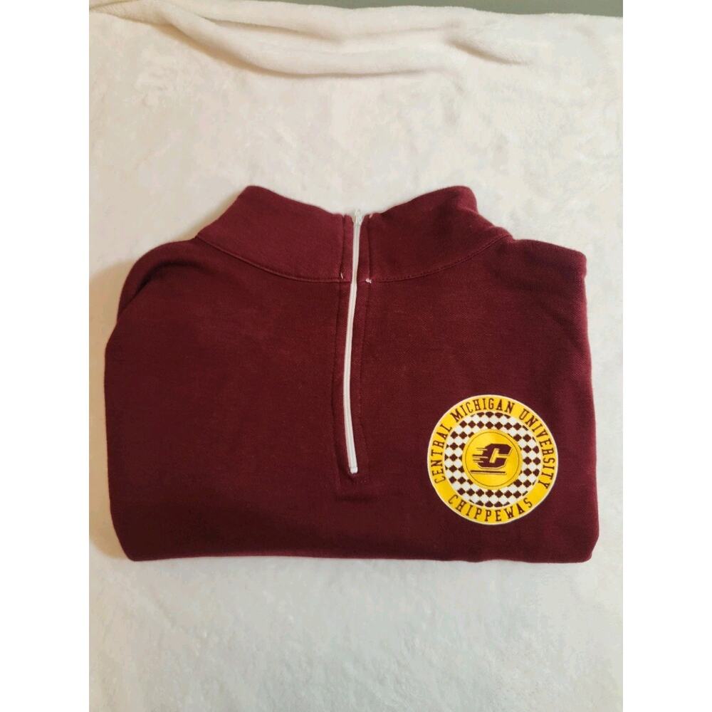 U-Trau Central Michigan Chippewas 1/4 Zip Pullover Mens Medium Red Sweater